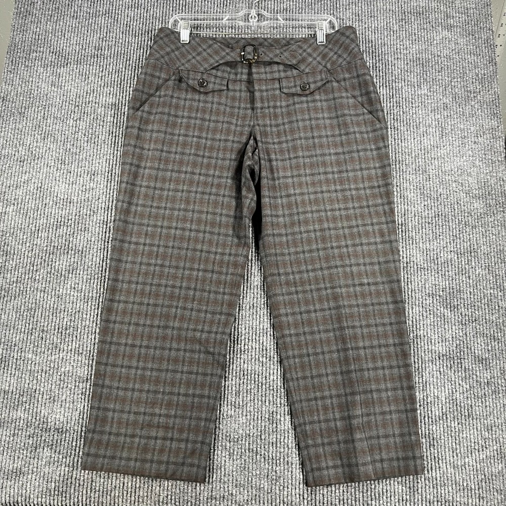 Anthropologie Cartonnier Pants Womens Size 12 Gray Plaid Casual Comfort Dress